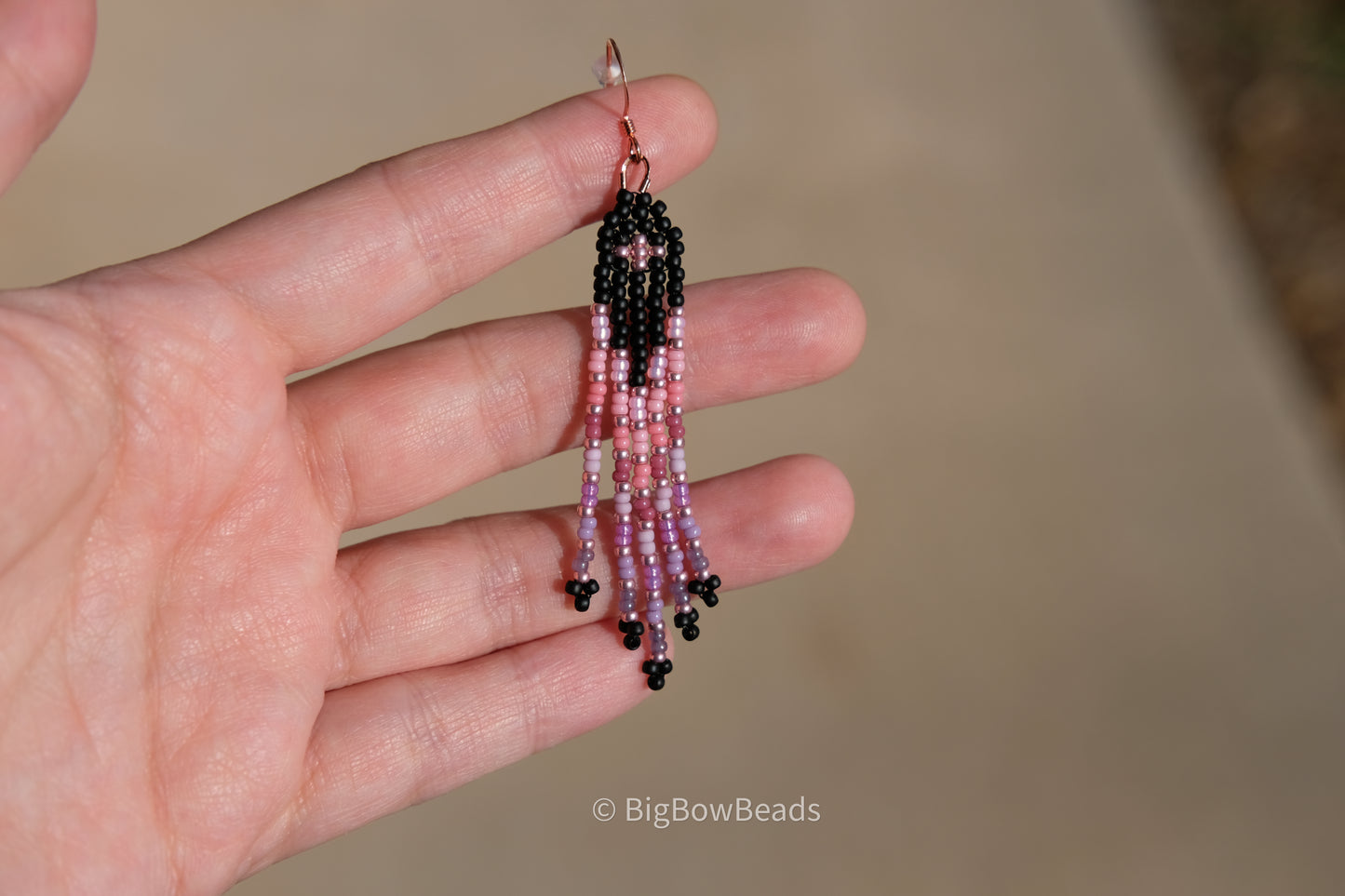 Black and Pink Mini Fringe Earrings