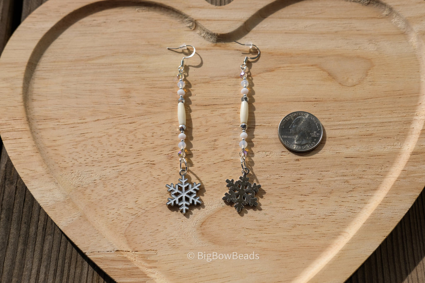 White Snowflake Stick Earrings