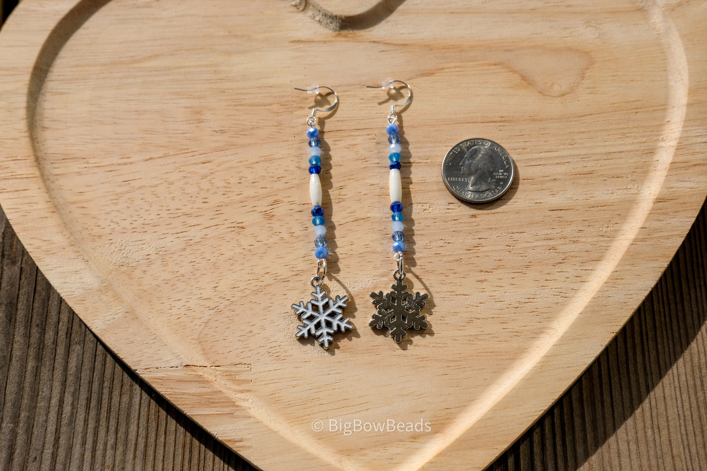 Icy Blue Snowflake Stick Earrings