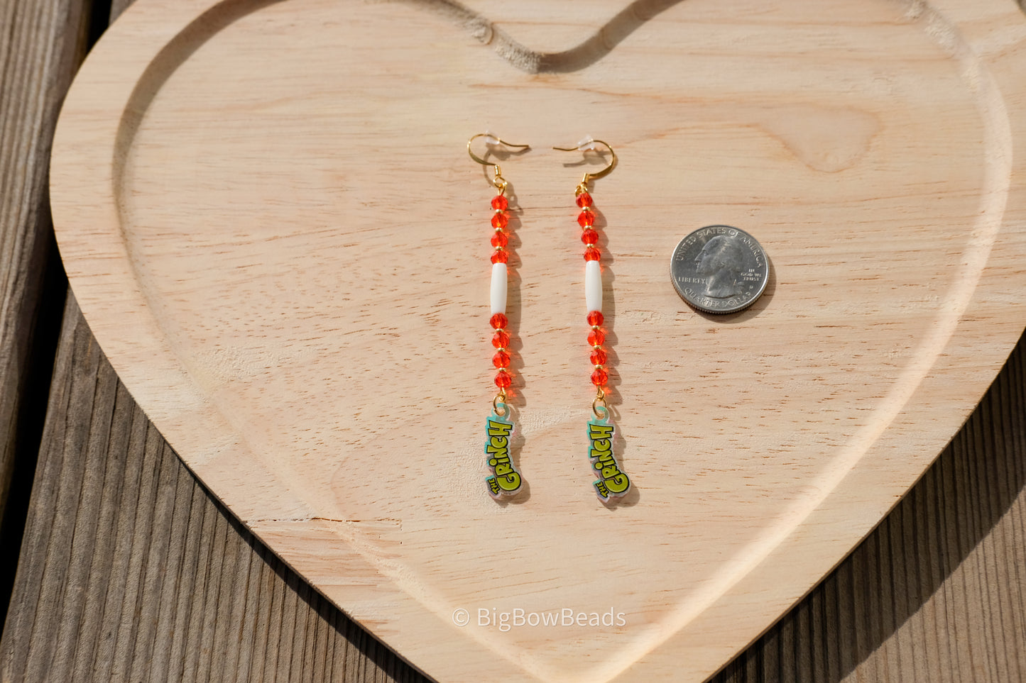 Angry Christmas Green Guy Stick Earrings