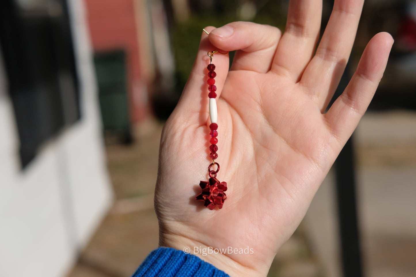 Red Bow Stick Earrings