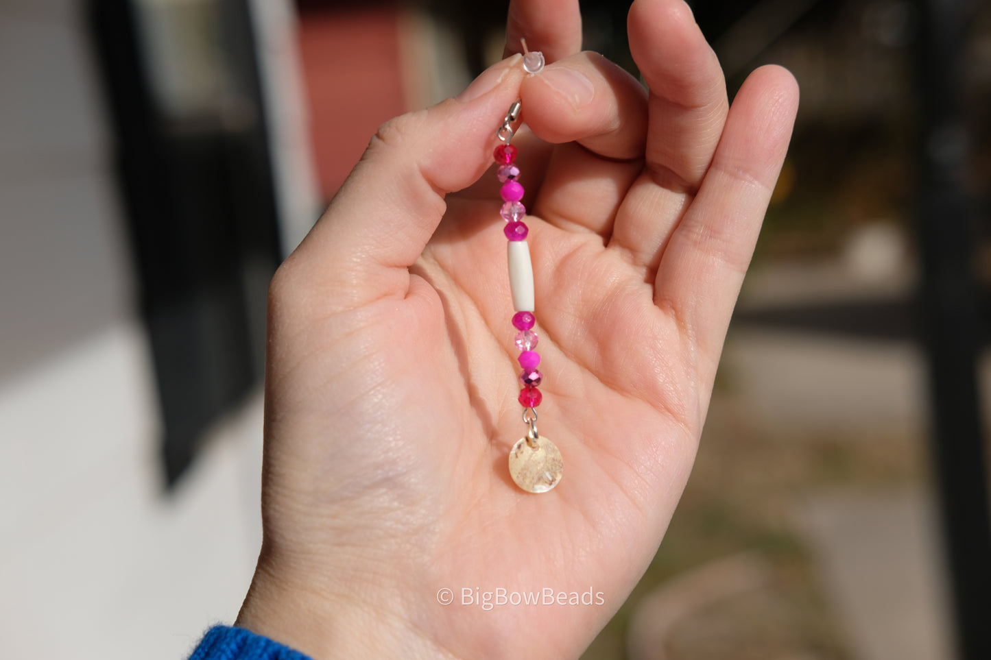Dark Pink Stick Earrings
