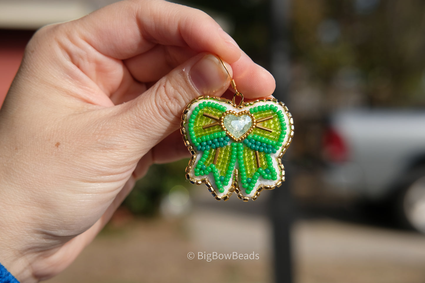 Green Bow Earrings