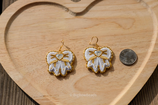 White Bow Earrings