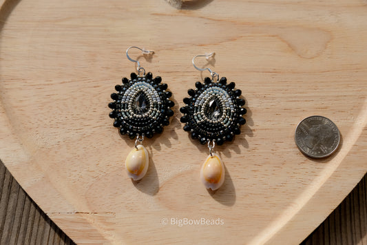 Black and Gray Teardrop Earrings