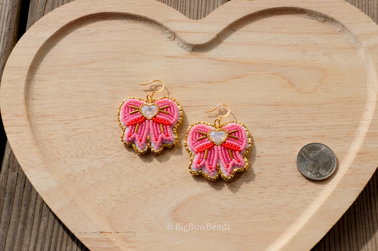 Pink Bow Earrings