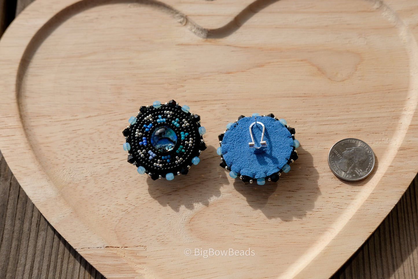 Blue Abalone Circle Earrings