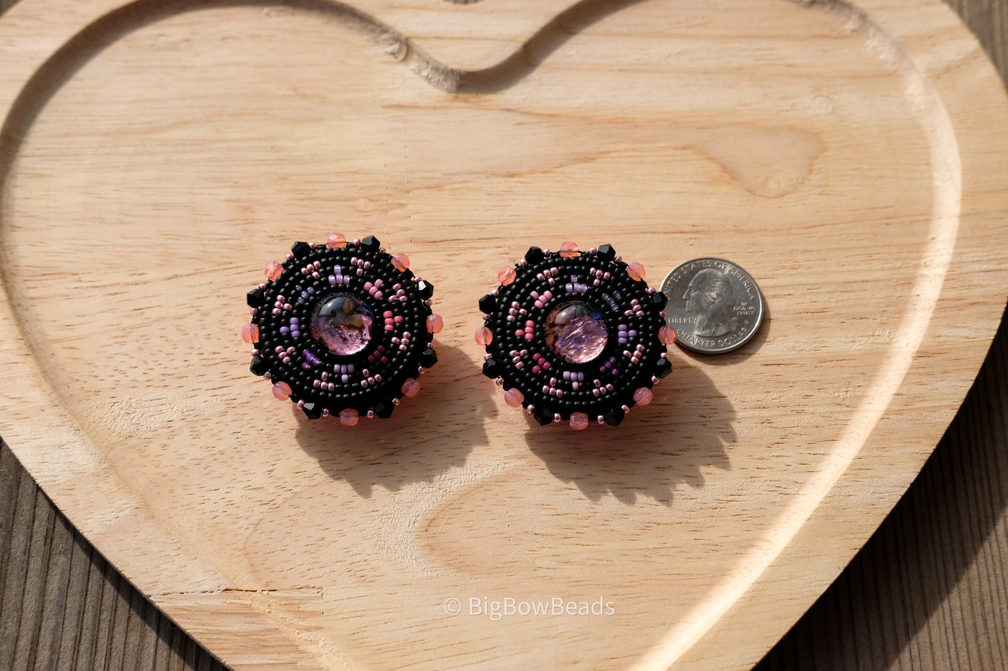 Pink Abalone Circle Earrings