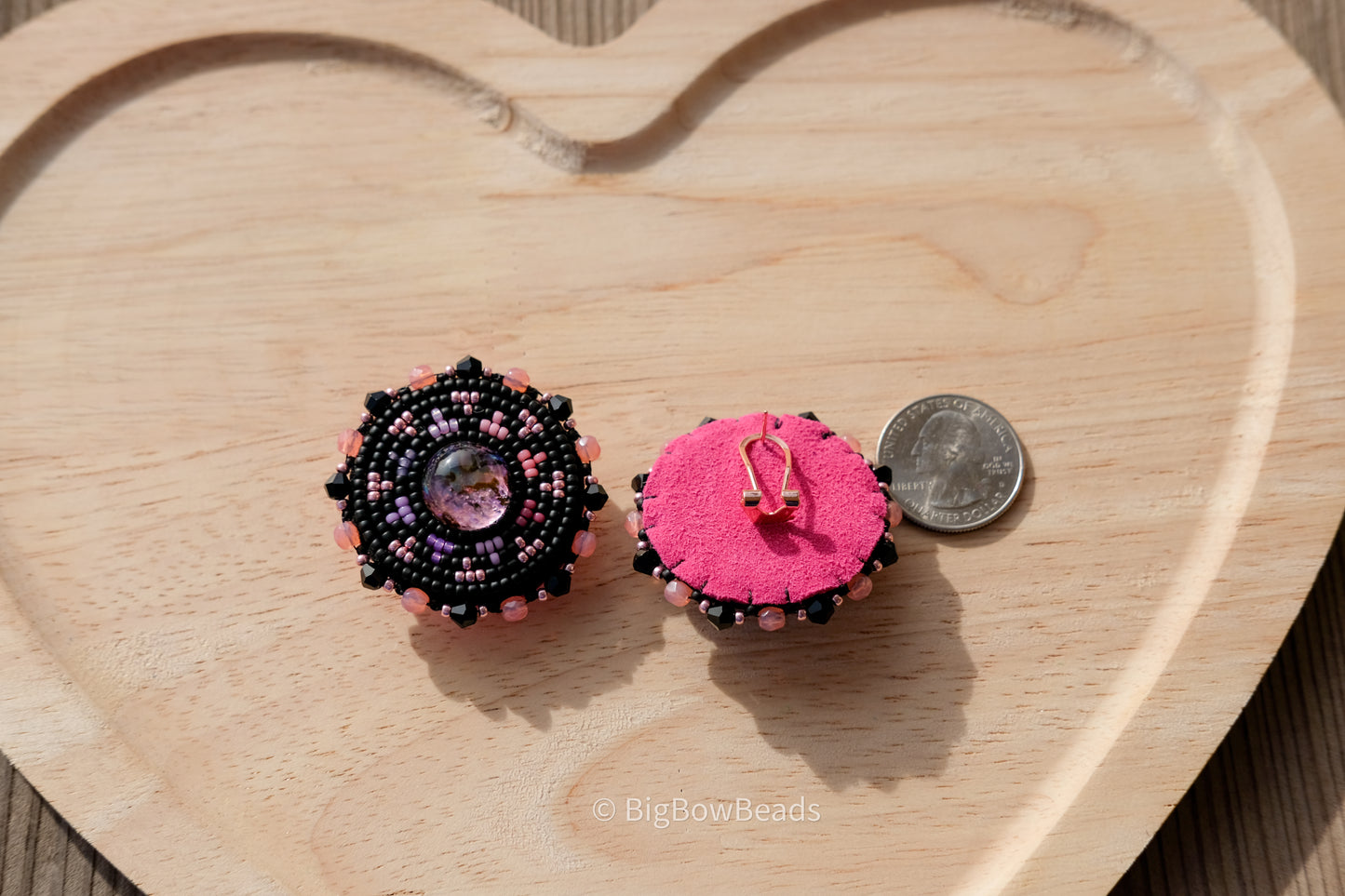 Pink Abalone Circle Earrings