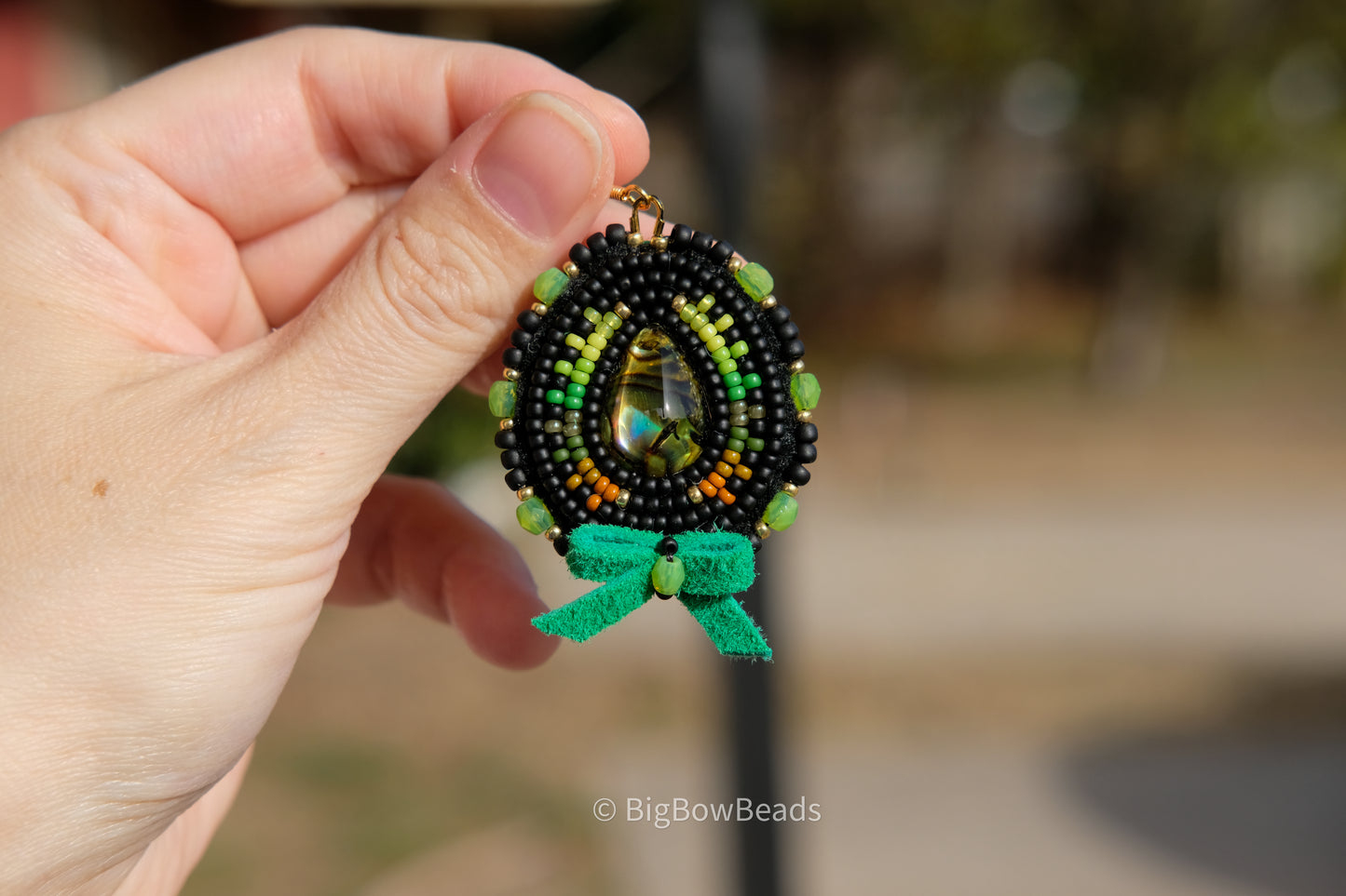 Green Abalone Teardrop Earrings