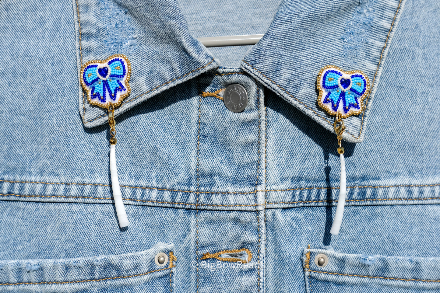 Bow and Pearl Collar Pins