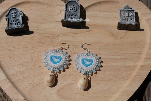 White bat earrings