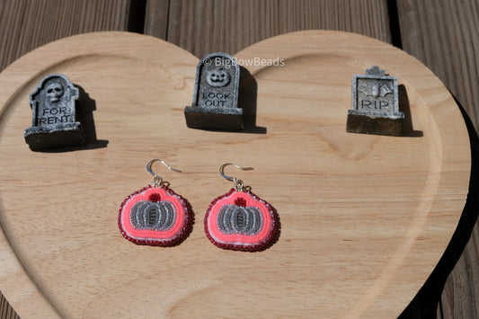 Neon dracula pumpkin earrings