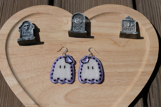 Purple goth ghostie earrings