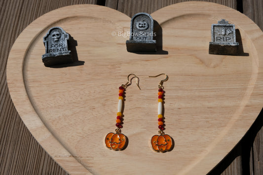 Pumpkin bone and shell earrings