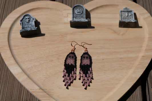 Pink power puff ghost earrings