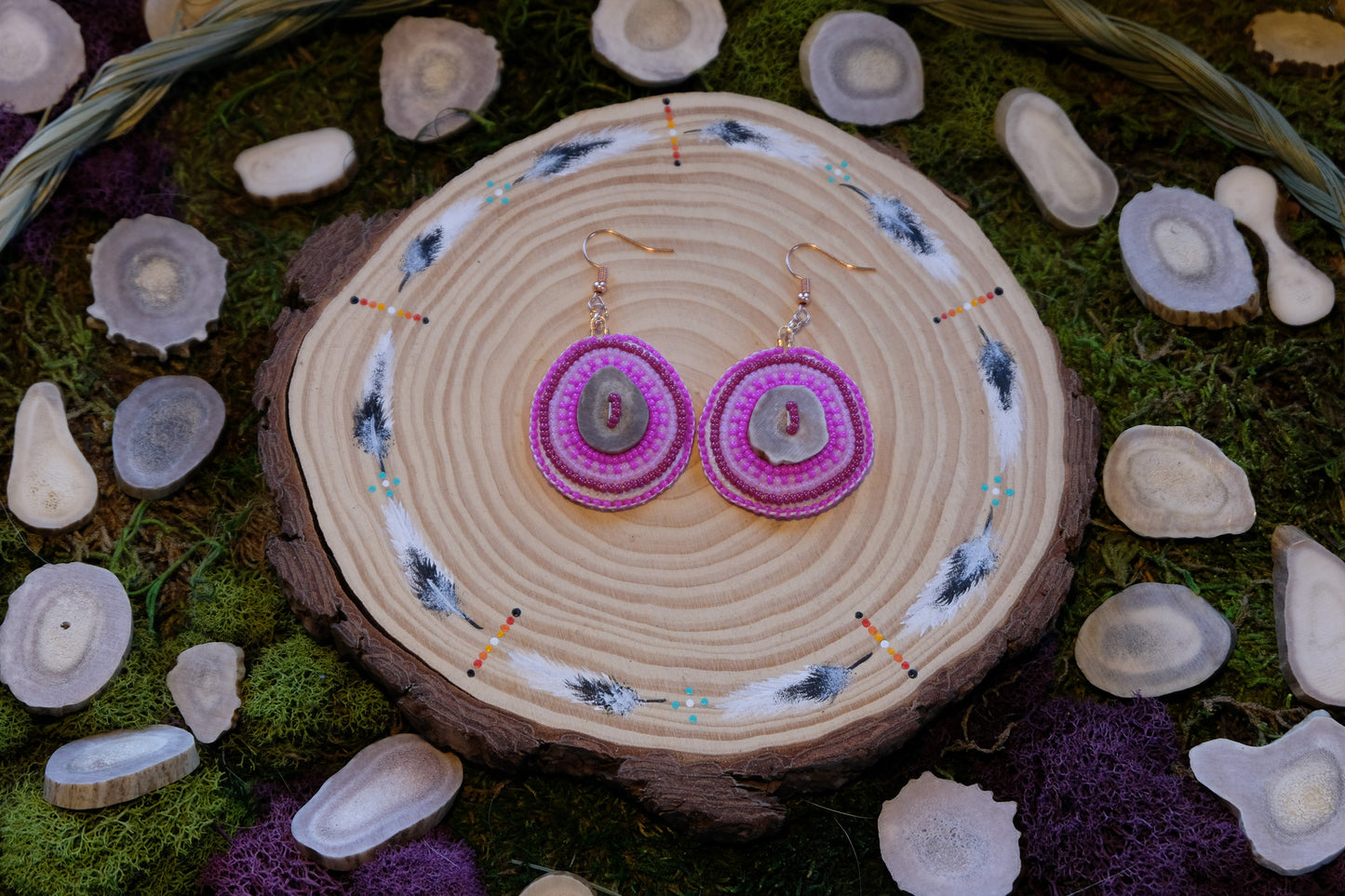 Small Pink Deer Antler Earrings